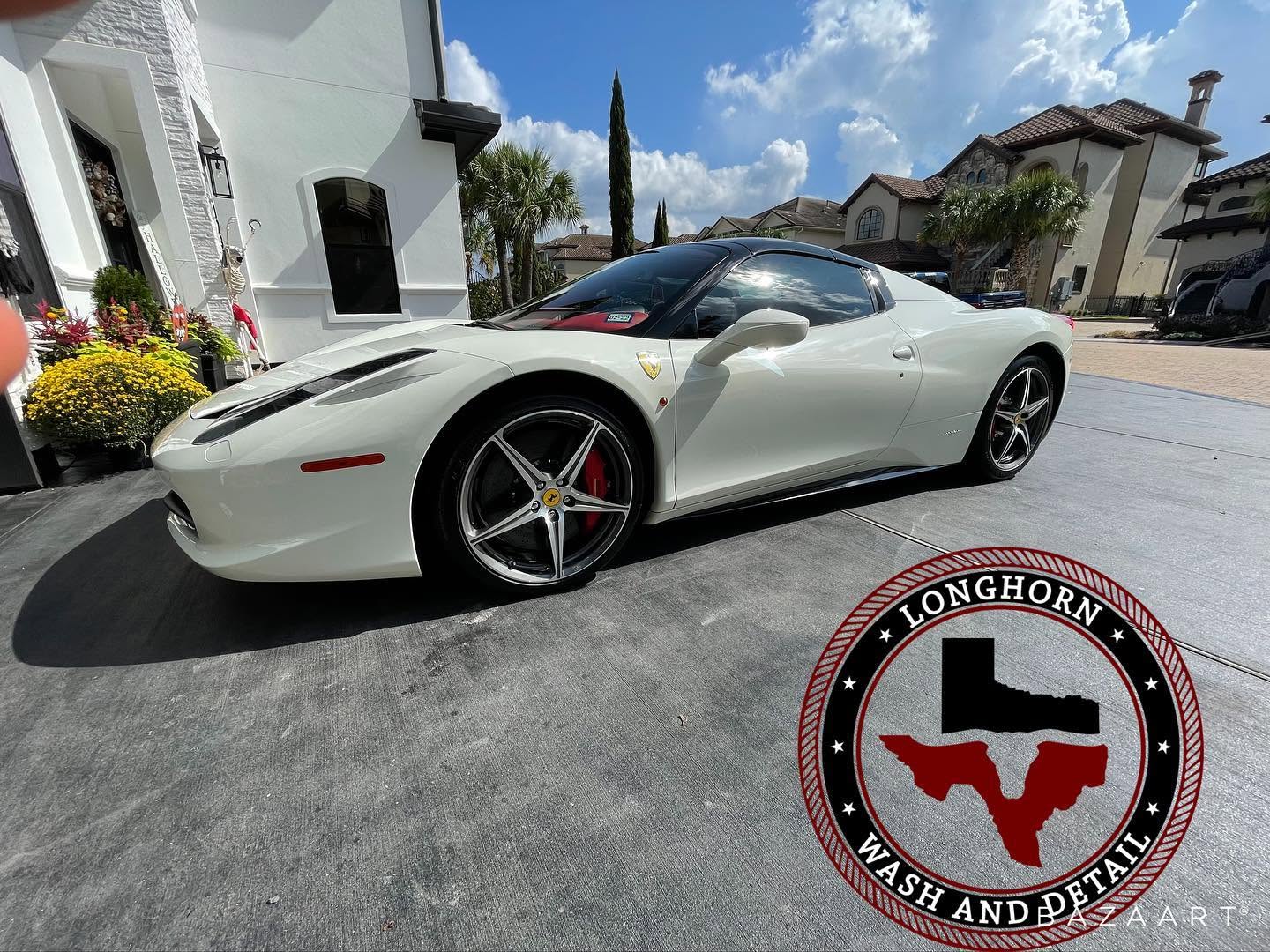 Longhorn Mobile Detail Houston - Ferrari 458 Mobile Detailing Longhorn Mobile Detail Houston - white Ferrari 458 after professional mobile car detailing